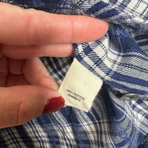 Ruff Hewn Blue and White Plaid Button Down Shirt - Picture 6 of 6